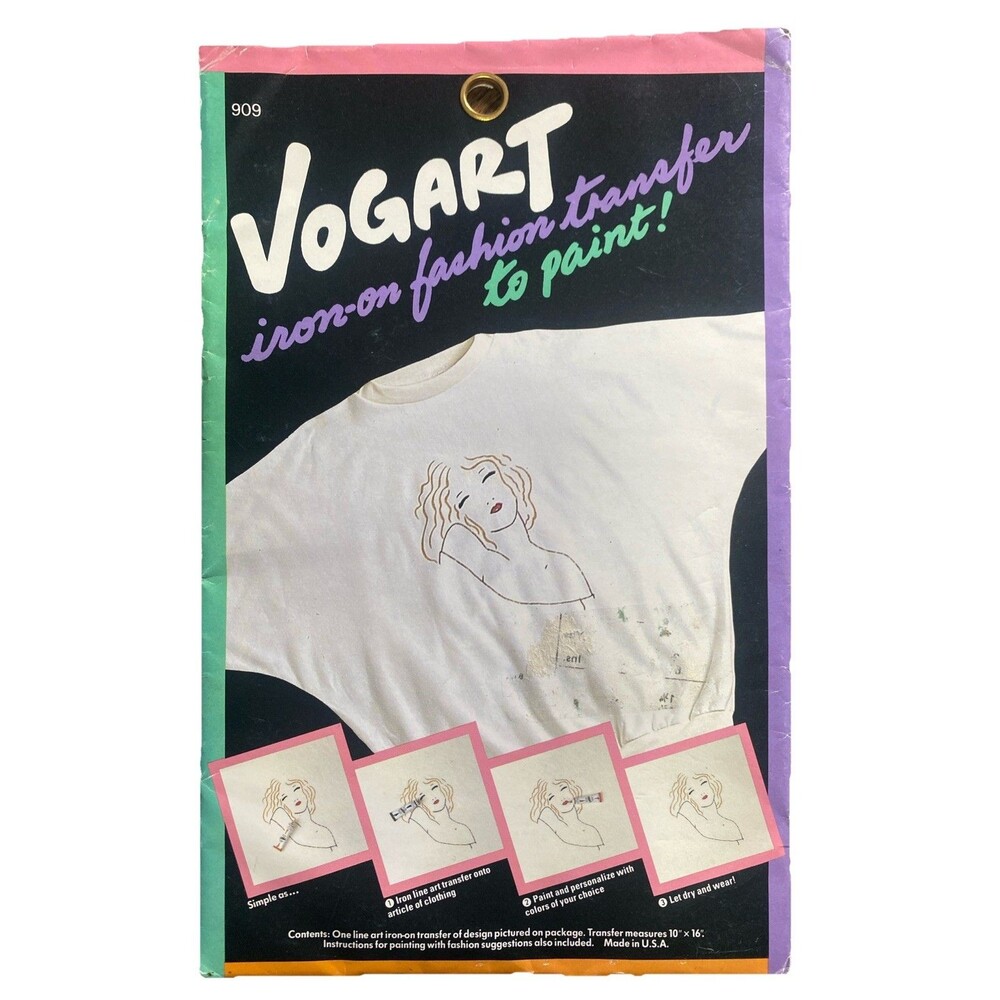 Vintage Vogart Iron-on Fashion Transfer to Paint 80s Lady #909 NIP